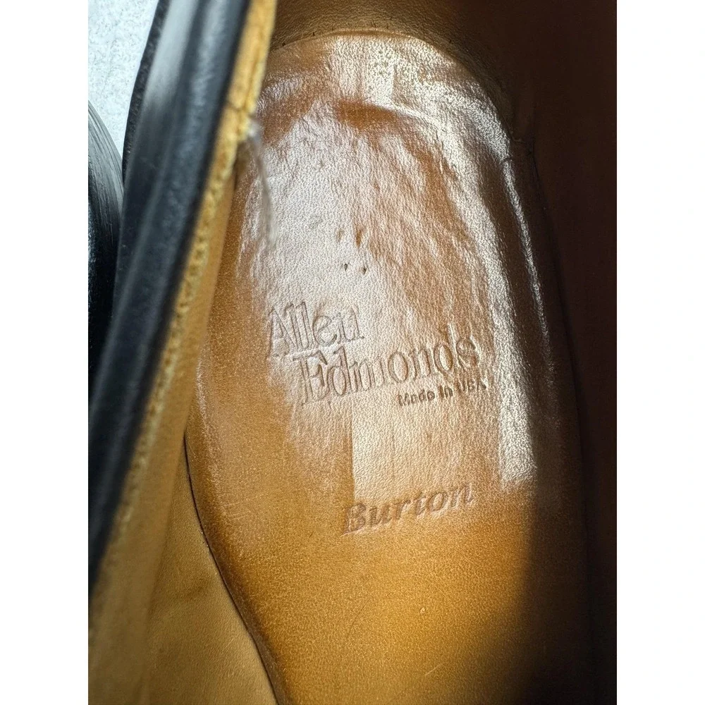Allen Edmonds Burton Shoes Mens Size 11.5 D Black Derby Square Toe Dress USA